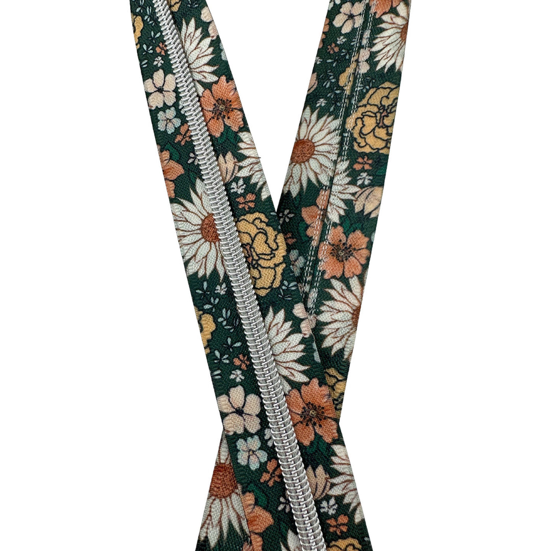 Green Garden - #5 Silver Nylon Coil Zipper Tape