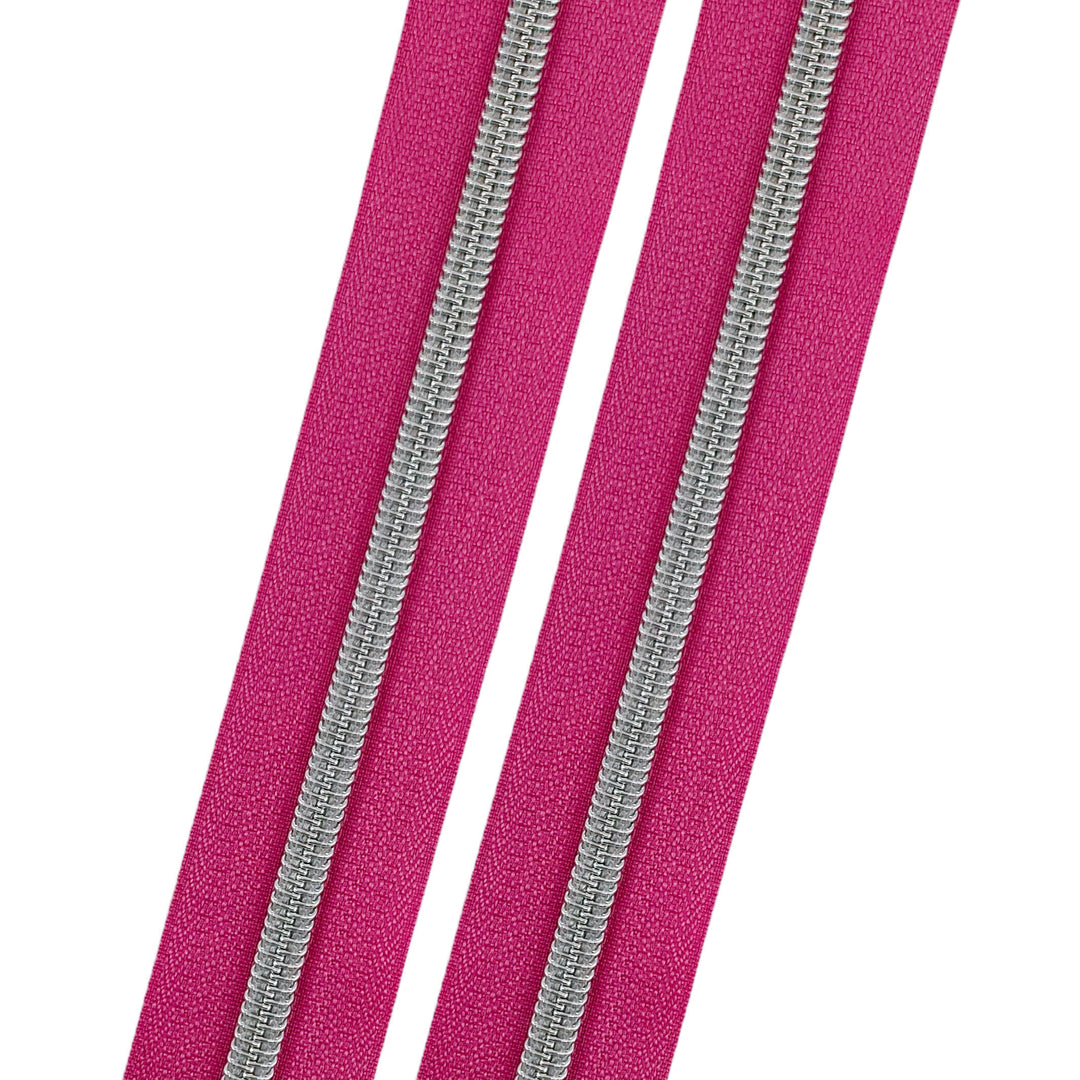 Magenta - #5 Silver Nylon Coil Zipper Tape