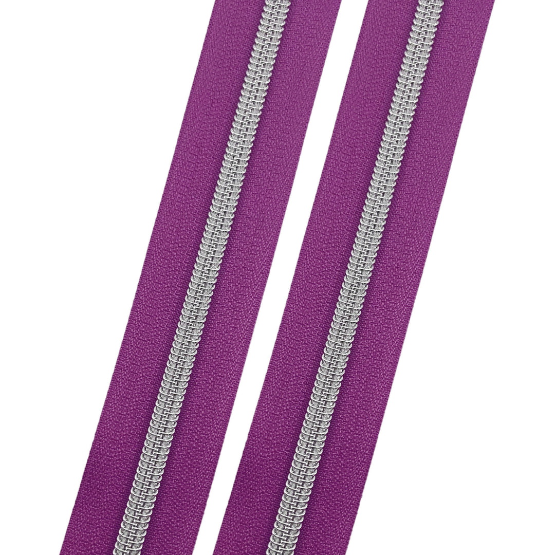 Razzleberry - #5 Silver Nylon Coil Zipper Tape