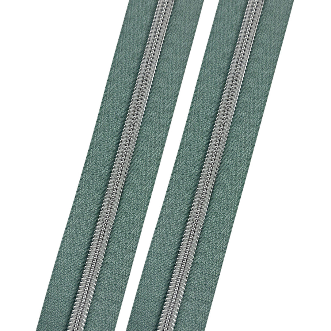 Sea Glass - #5 Silver Nylon Coil Zipper Tape