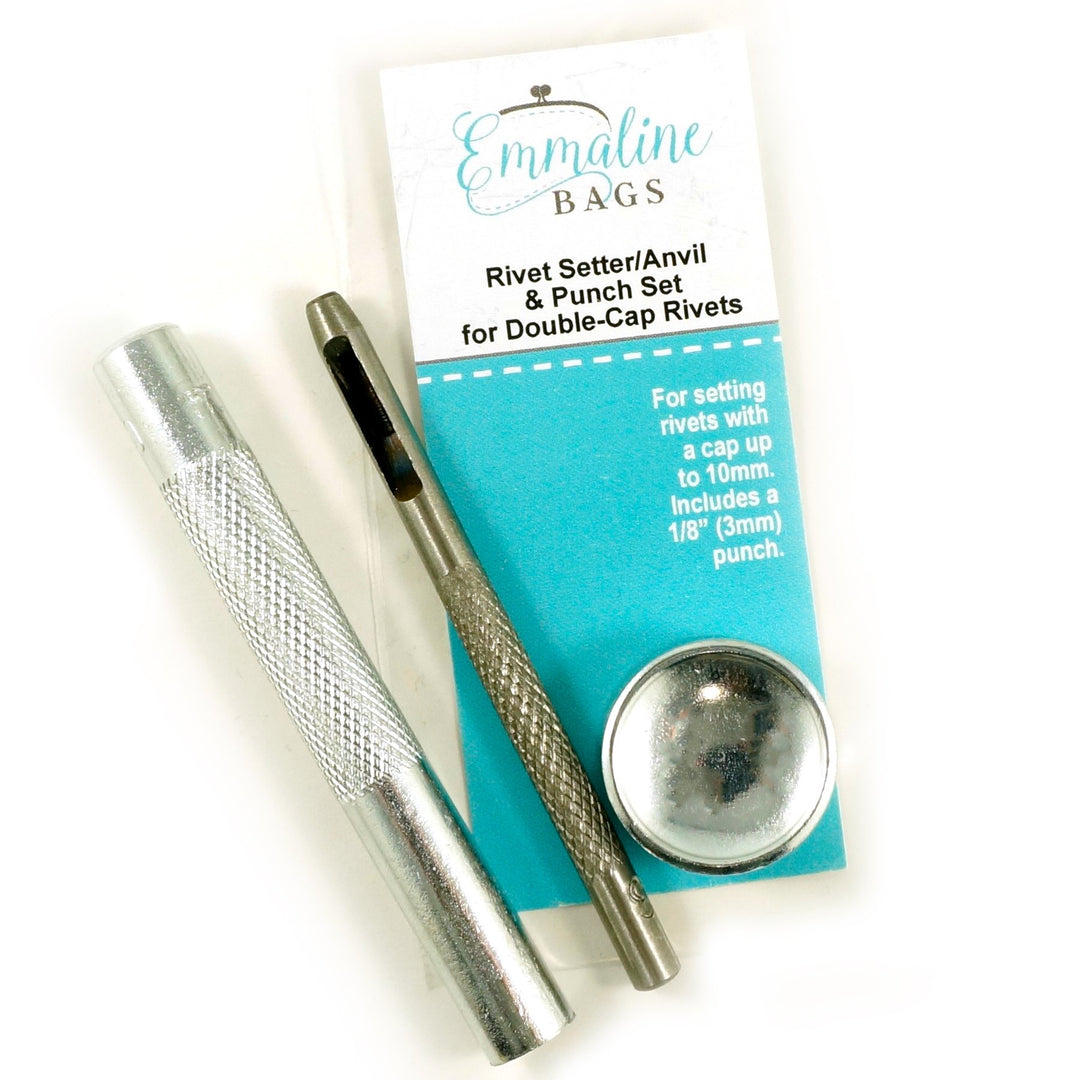 Rivet Setter/Anvil & Punch Set for Double-Cap Rivets (3 Pieces)