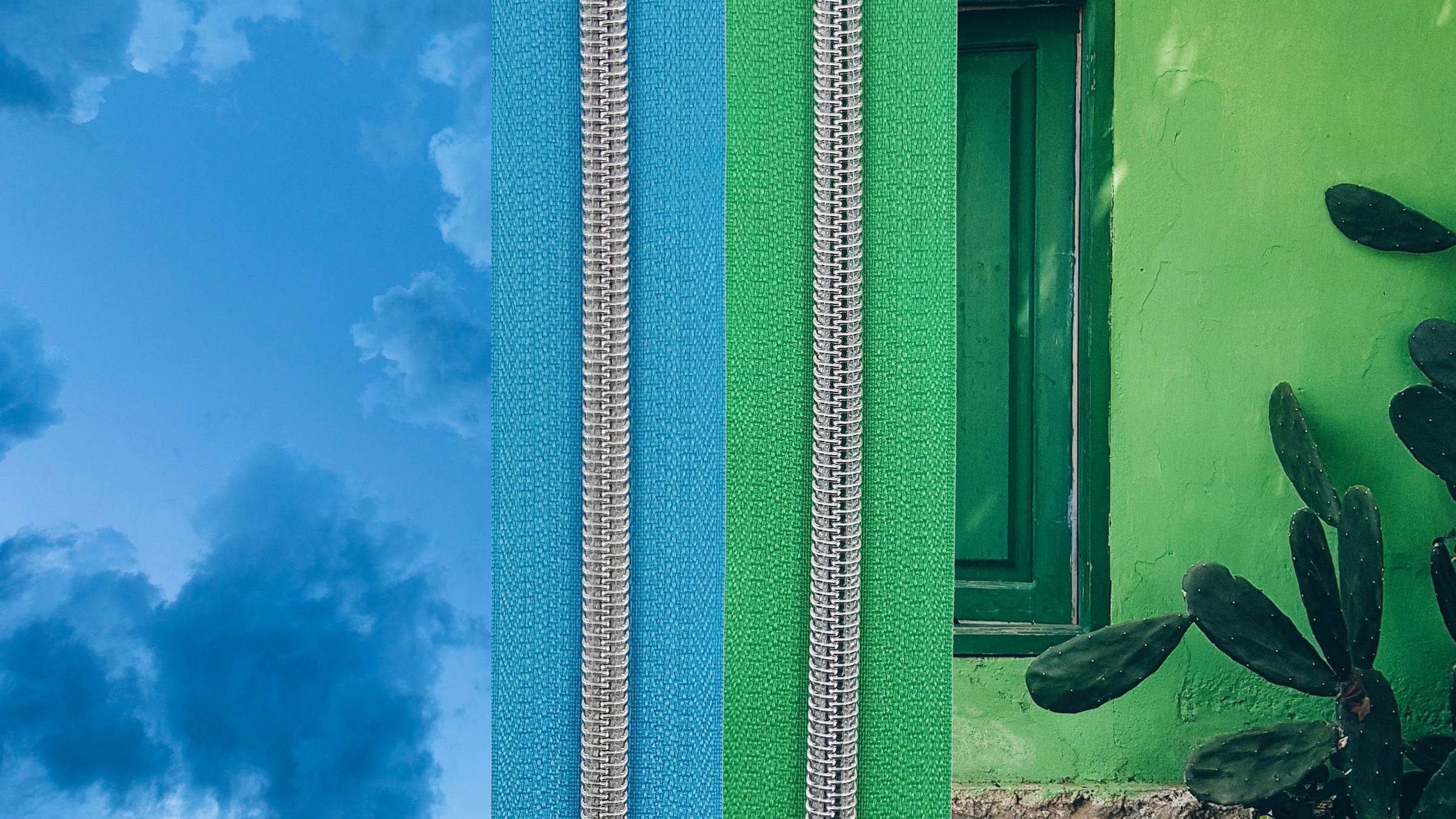 Blue & Green Zippers