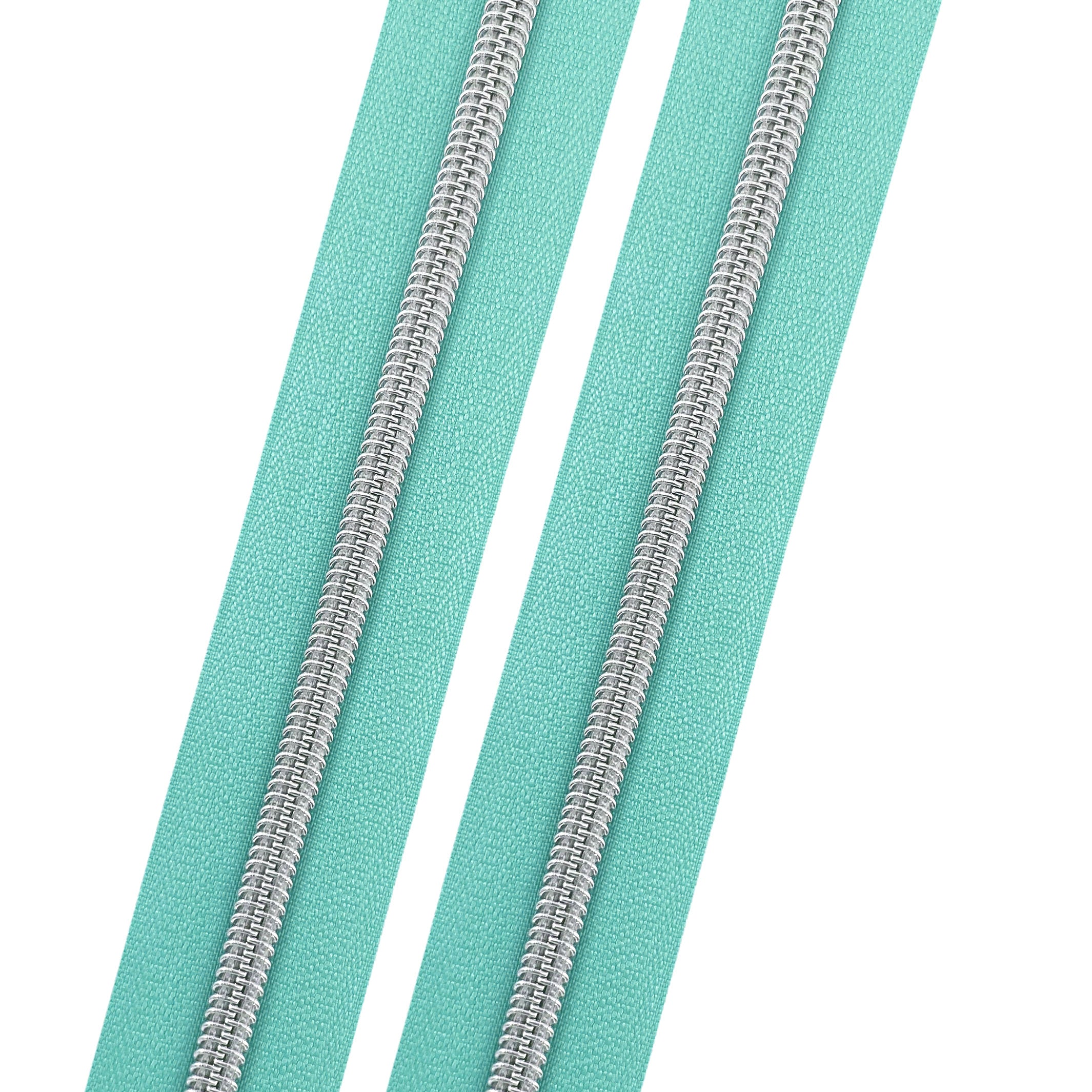 Bright Aqua - #5 Silver Nylon Coil Zipper Tape