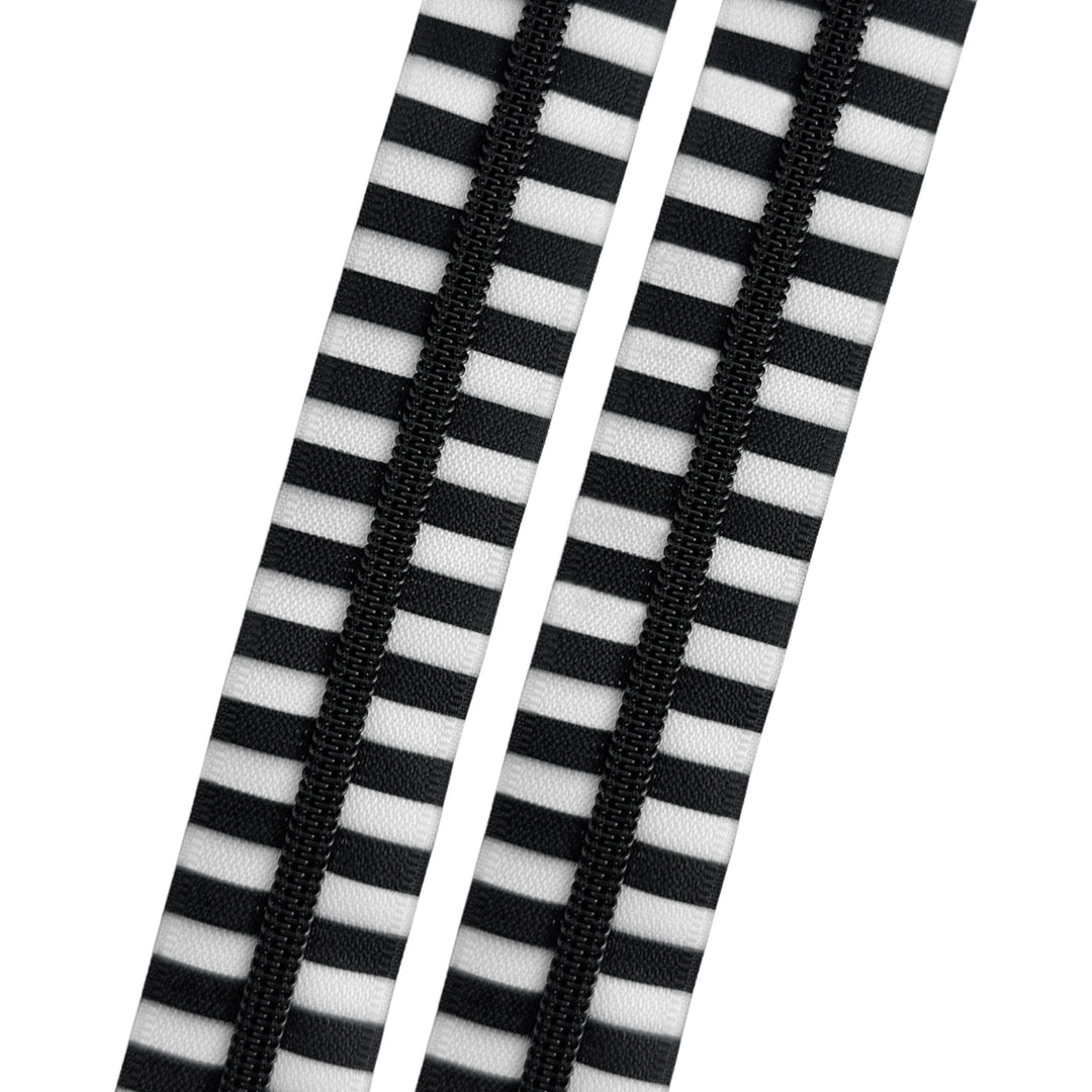 Chunky Zebra Stripes - #5 Black Nylon Coil Zipper Tape