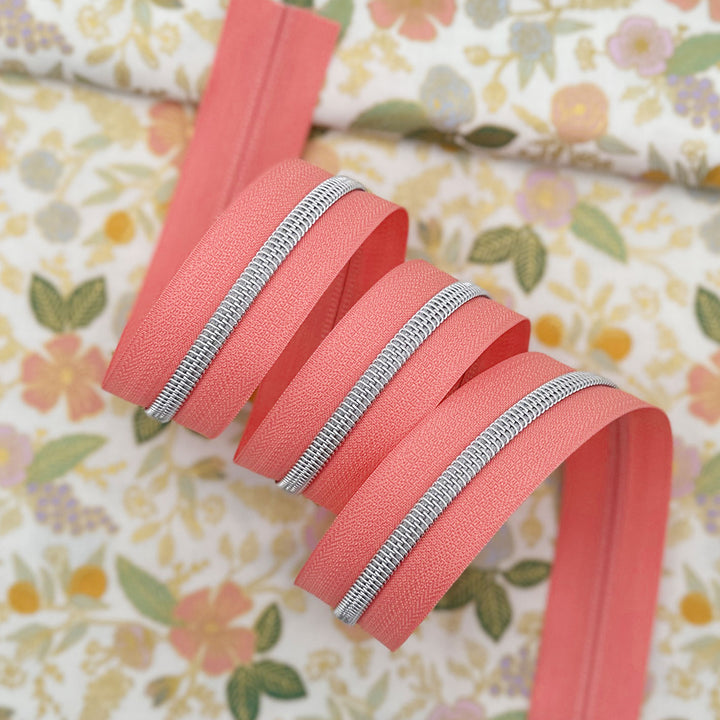 Coral Reef- #5 Silver Nylon Coil Zipper Tape