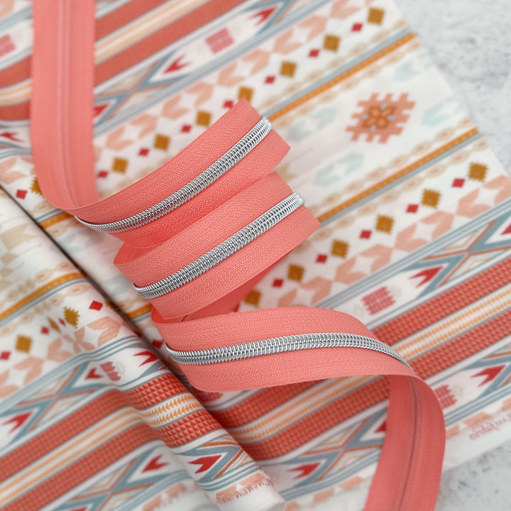 Coral Reef- #5 Silver Nylon Coil Zipper Tape