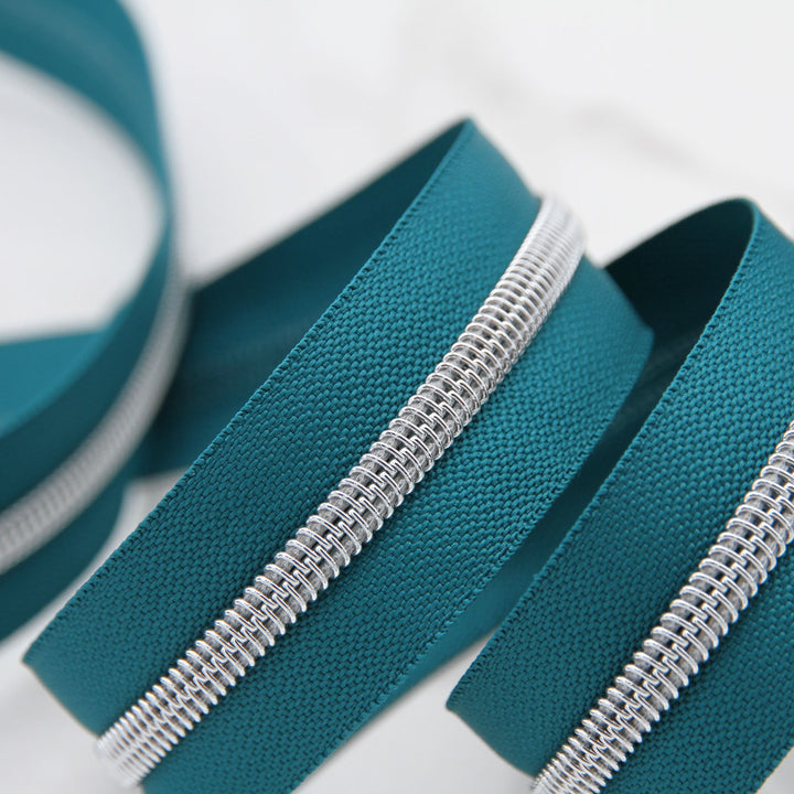 Deep Current - #5 Silver Nylon Coil Zipper Tape