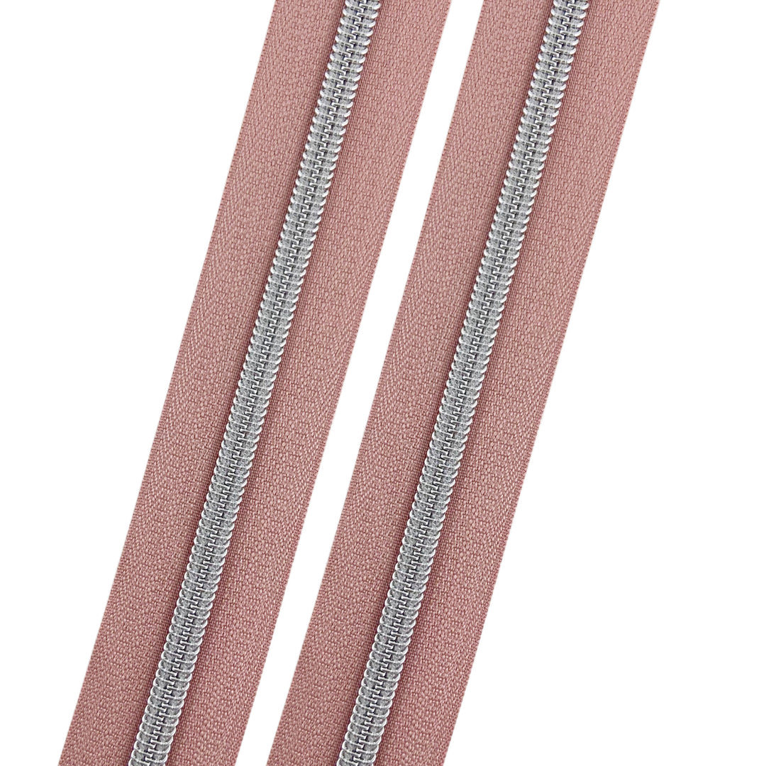 Dusty Rose - #5 Silver Nylon Coil Zipper Tape