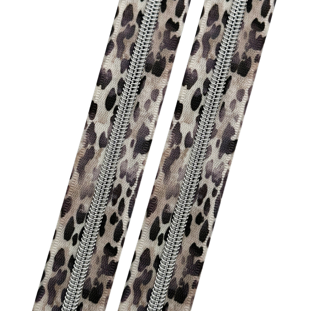 Leopard - #5 Silver Nylon Coil Zipper Tape