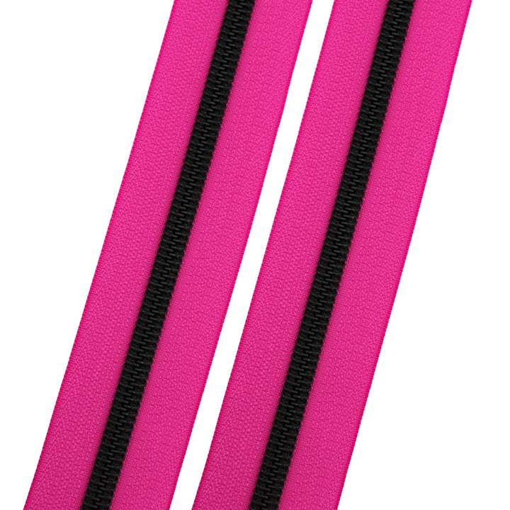 Neon Pink Nostalgia - #5 Black Nylon Coil Zipper Tape
