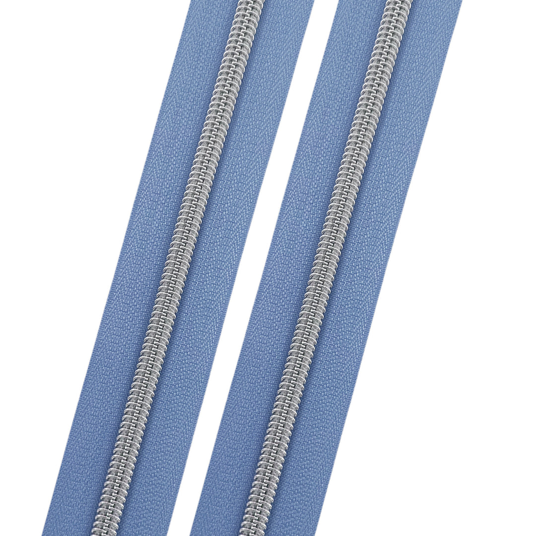 Periwinkle's Twin - #5 Silver Nylon Coil Zipper Tape