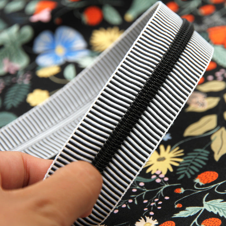 Zebra Stripes - #5 Black Nylon Coil Zipper Tape