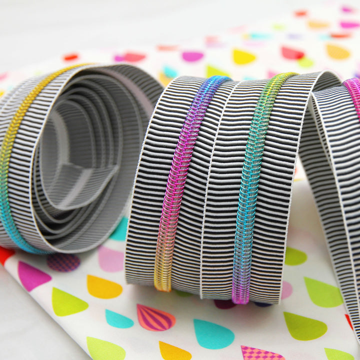 Zebra Stripes - #5 Rainbow Nylon Coil Zipper Tape