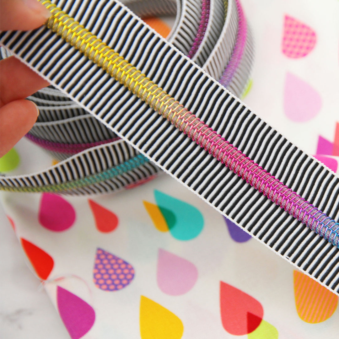 Zebra Stripes - #5 Rainbow Nylon Coil Zipper Tape