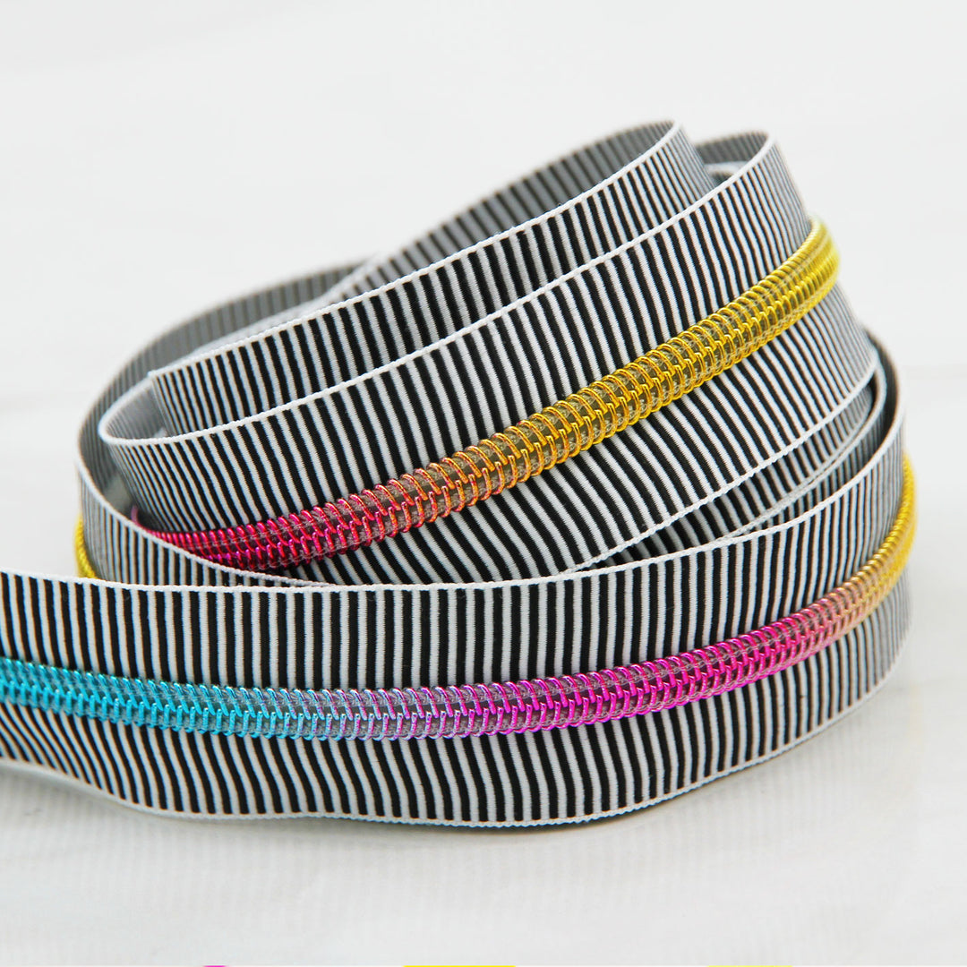 Zebra Stripes - #5 Rainbow Nylon Coil Zipper Tape
