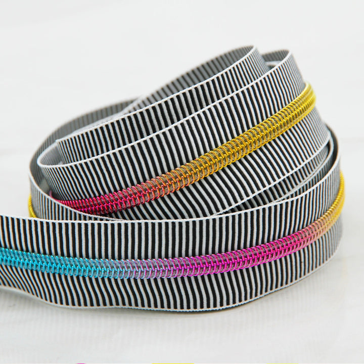 Zebra Stripes - #5 Rainbow Nylon Coil Zipper Tape