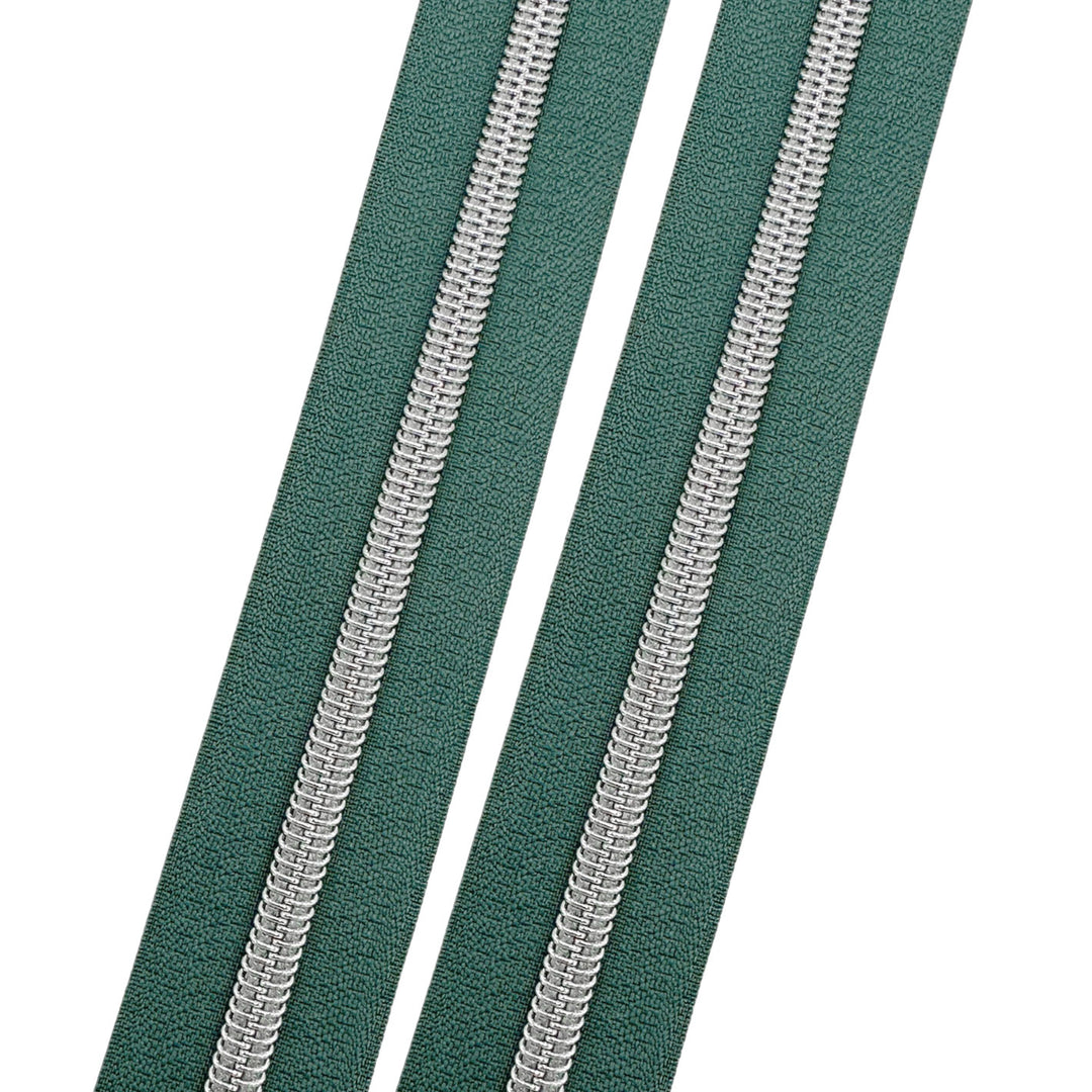 Lagoon - #5 Silver Nylon Coil Zipper Tape
