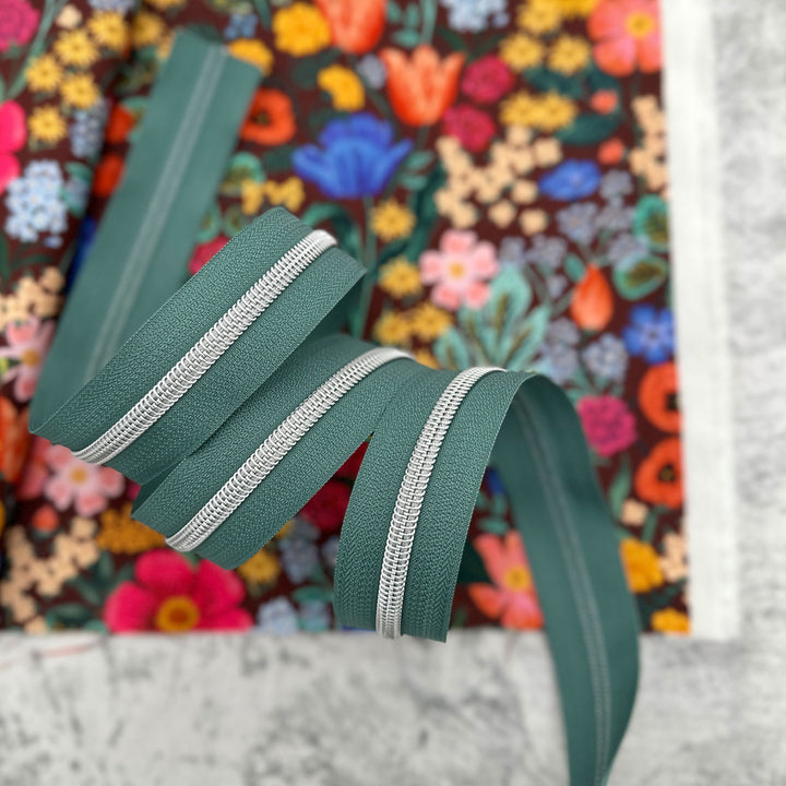 Lagoon - #5 Silver Nylon Coil Zipper Tape