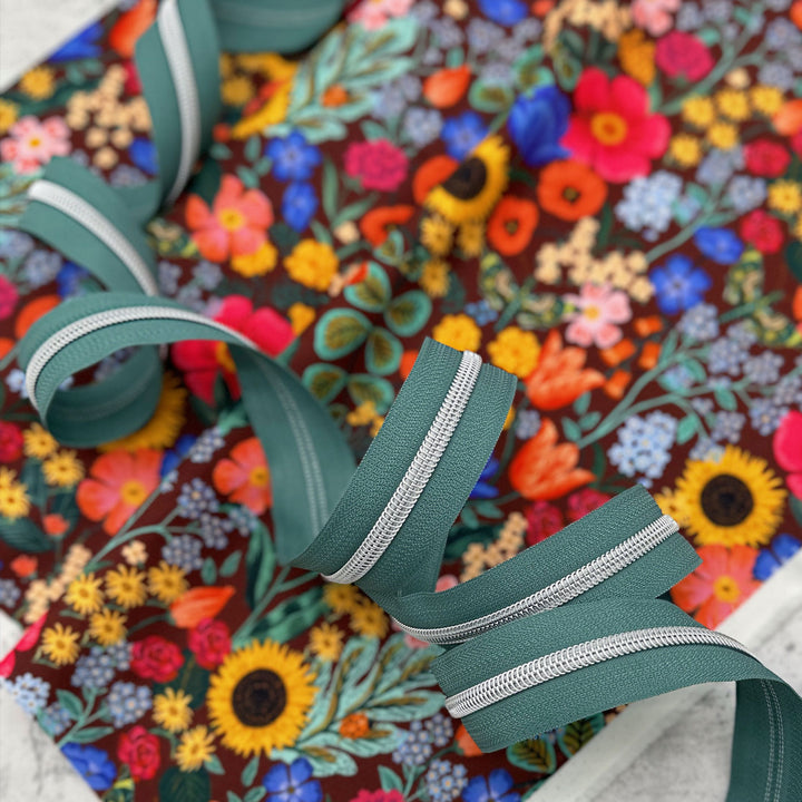Lagoon - #5 Silver Nylon Coil Zipper Tape