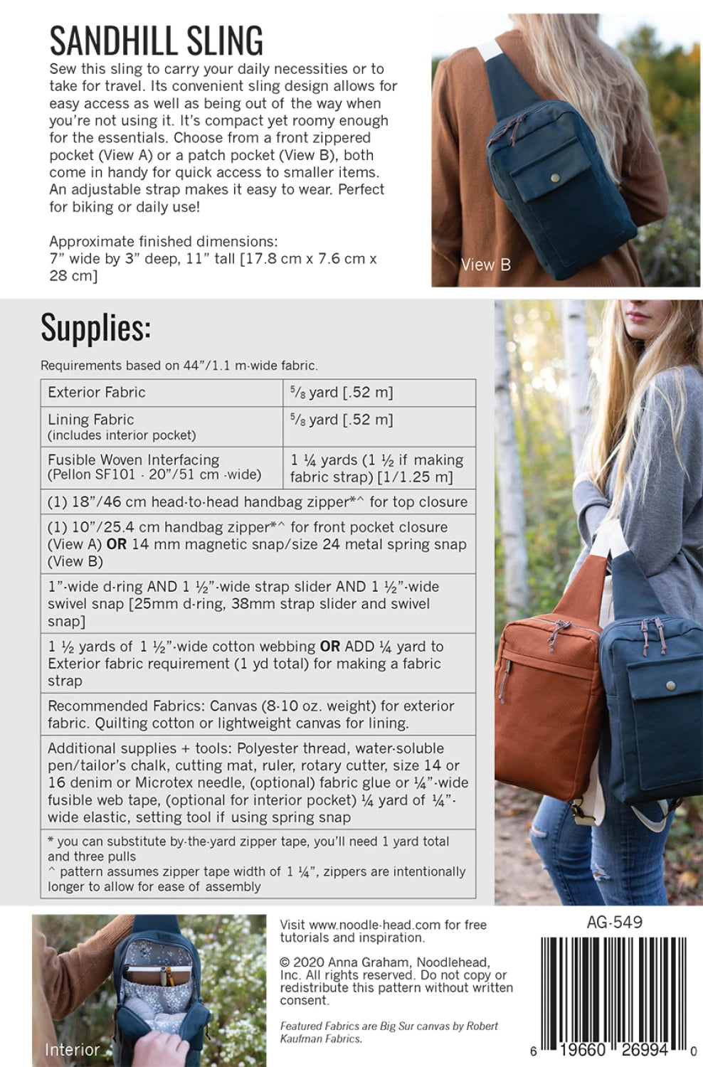 Sandhill Sling by Noodlehead - Printed Paper Pattern