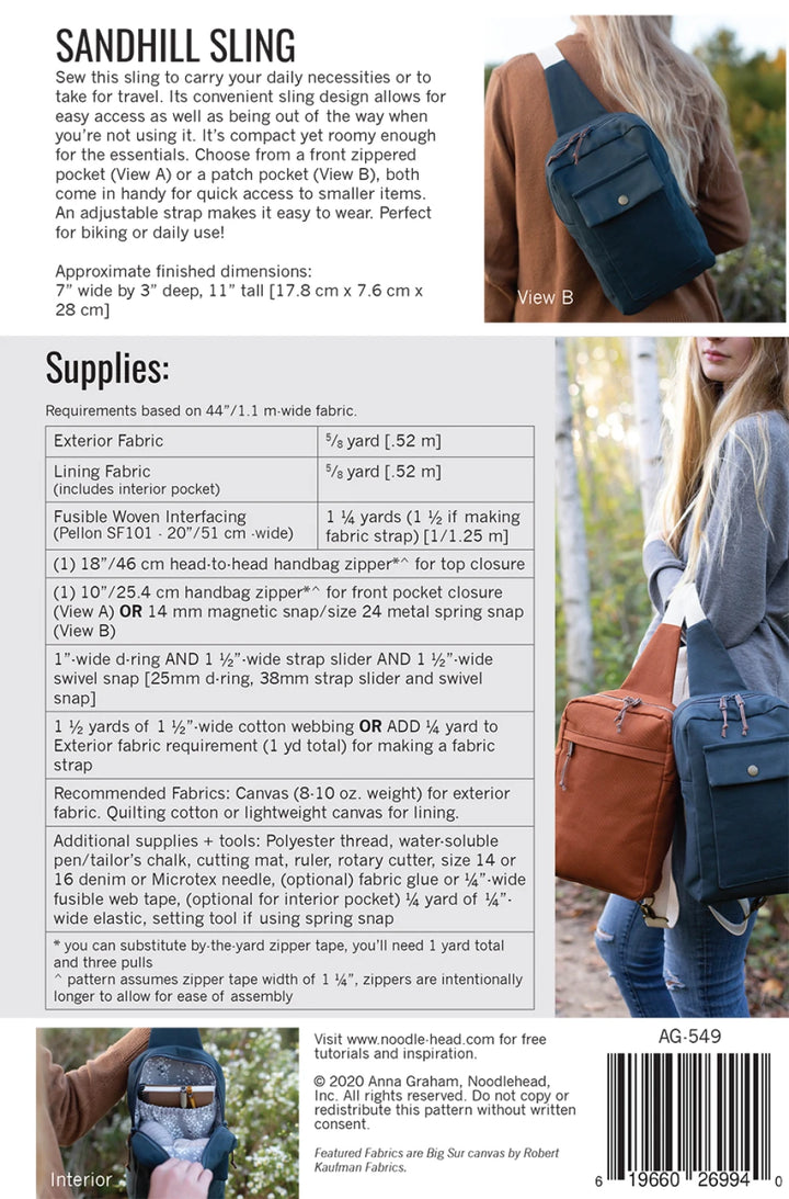 Sandhill Sling by Noodlehead - Printed Paper Pattern