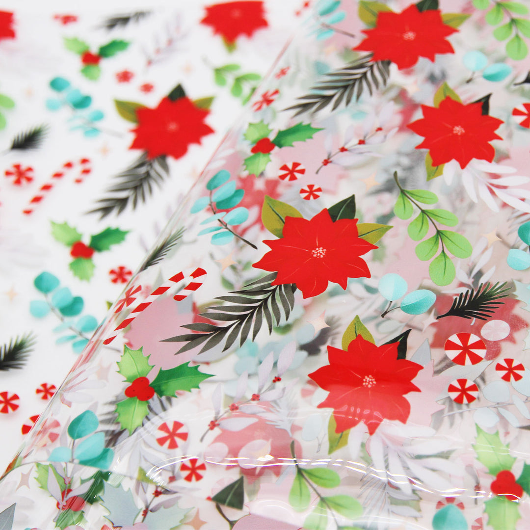 Peppermint & Poinsettias - Clear TPU Vinyl