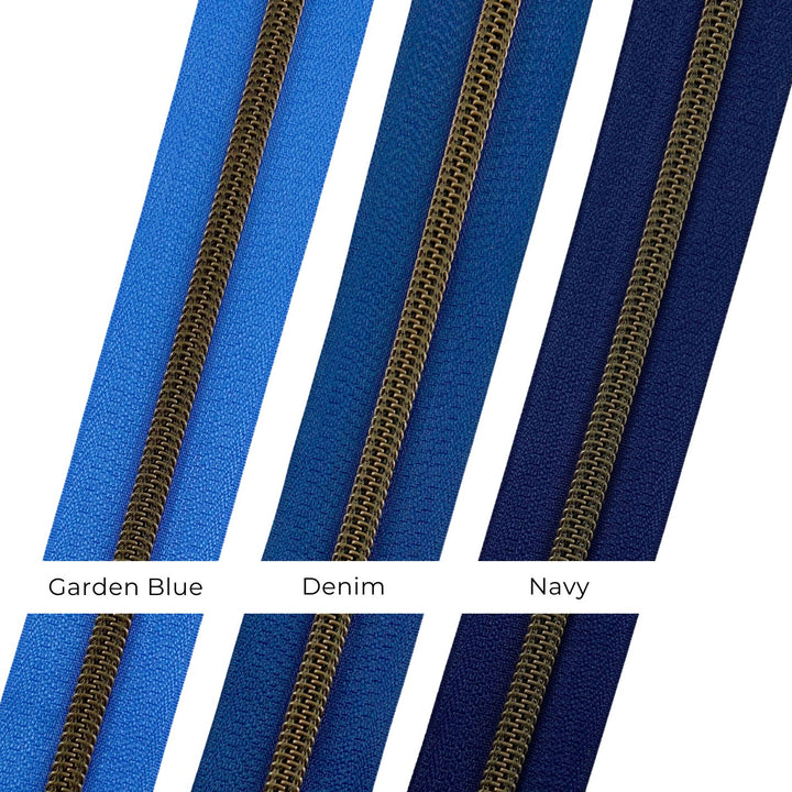 Garden Blue - #5 Bronze Nylon Coil Zipper Tape