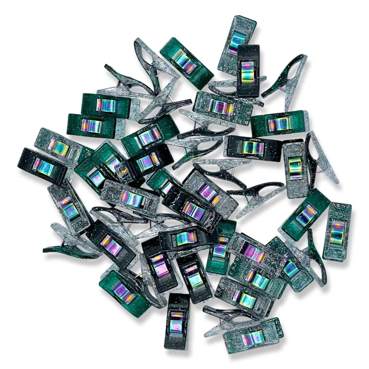 Emerald & Black Sewing Clips - Pack of 50