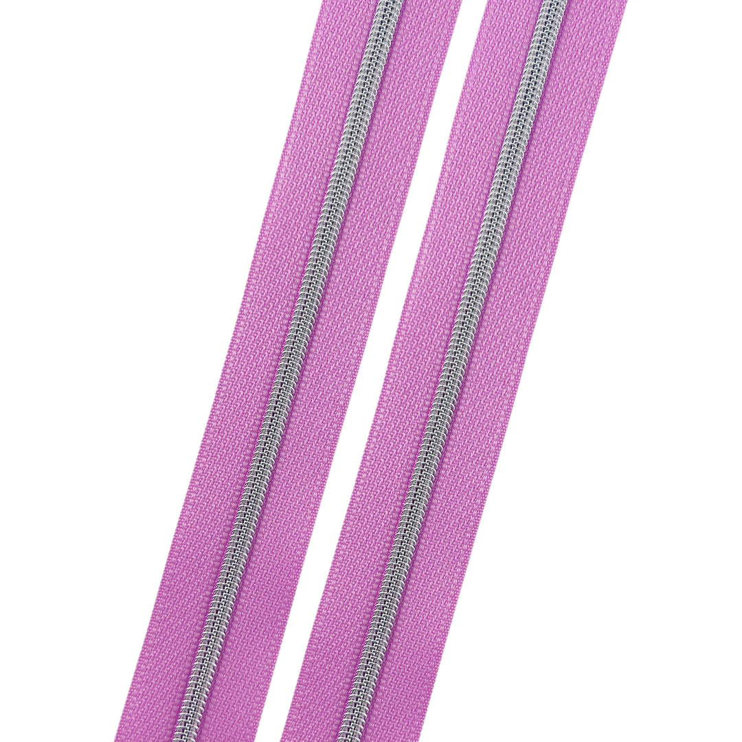 Lilac Macaron- #3 Silver Nylon Coil Zipper Tape