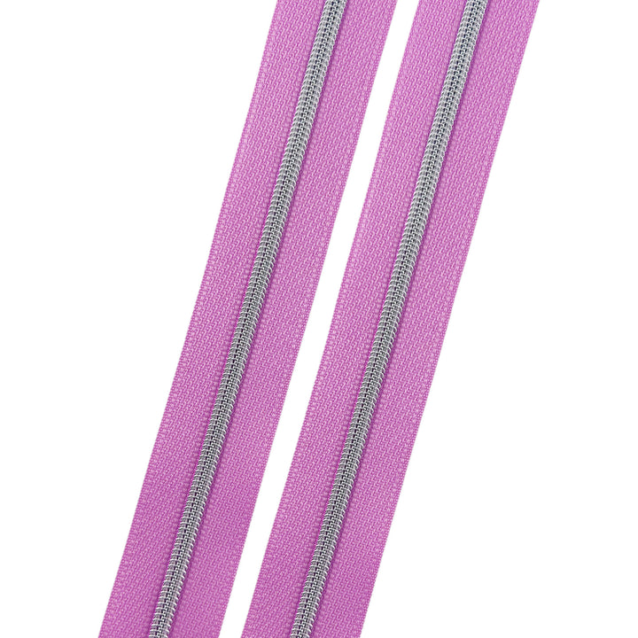 Lilac Macaron- #3 Silver Nylon Coil Zipper Tape