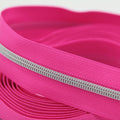 Neon Pink Nostalgia - #3 Silver Nylon Coil Zipper Tape