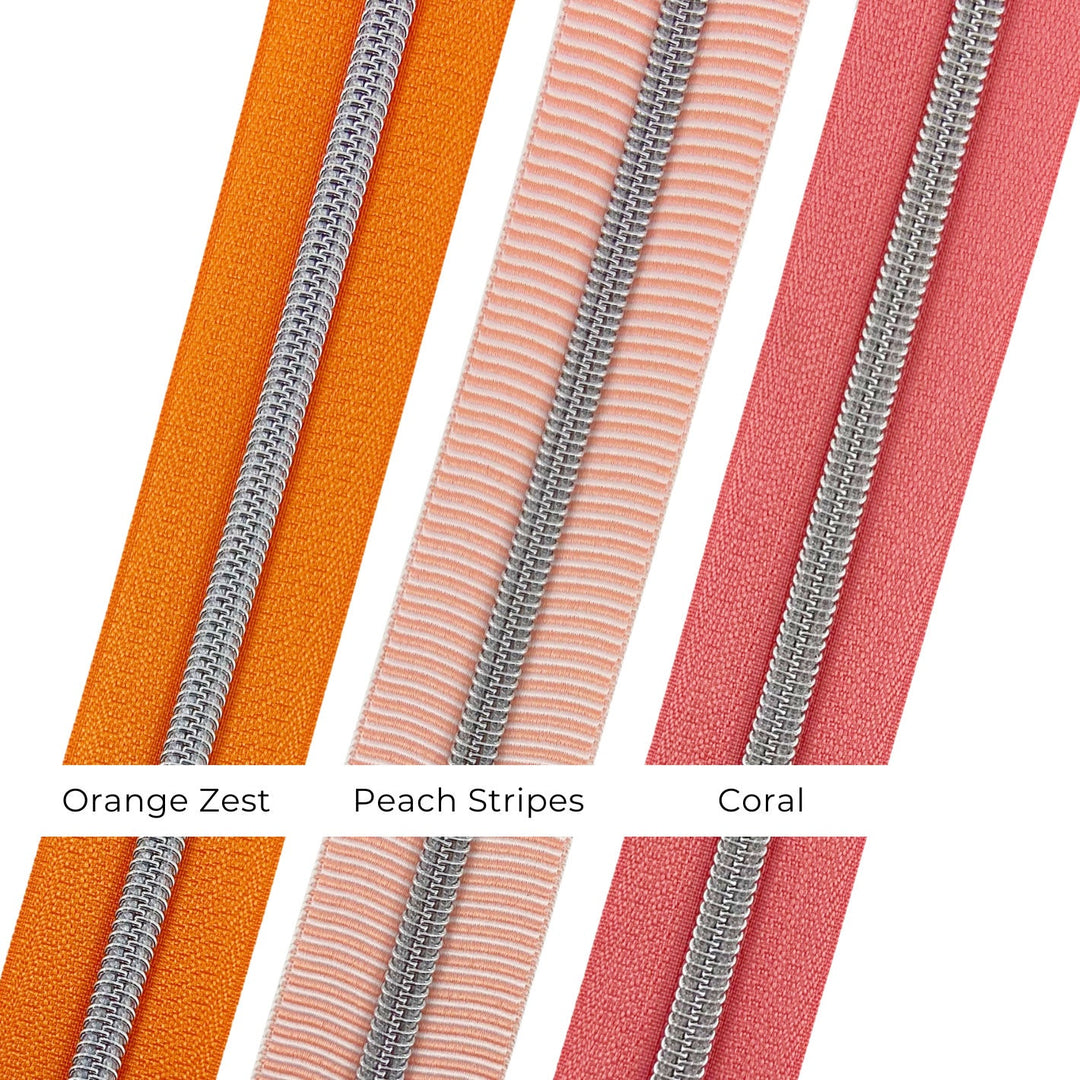 Orange Zest - #5 Silver Nylon Coil Zipper Tape
