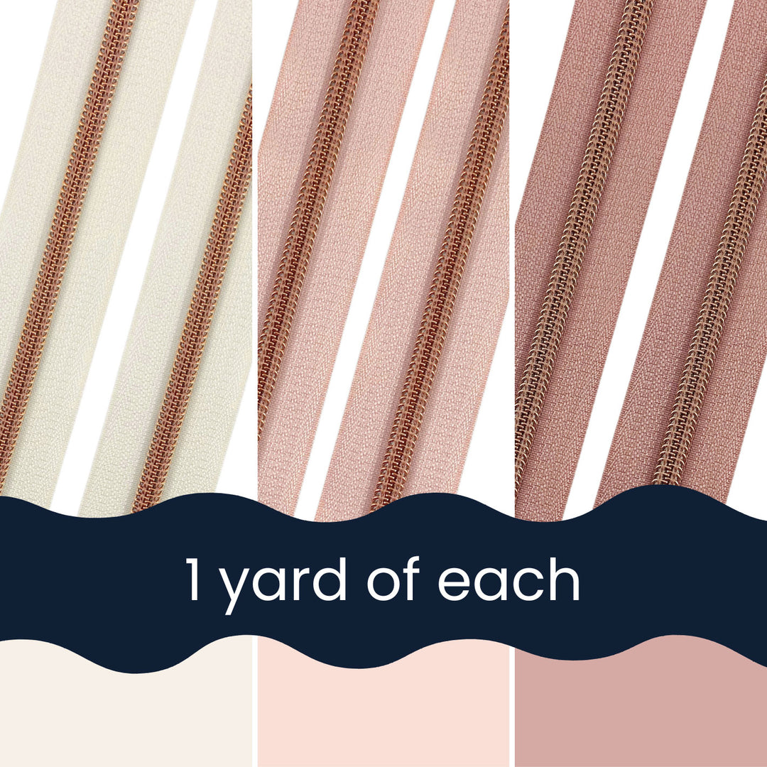 Petal & Pearl - Rose Gold Zipper Tape Bundle