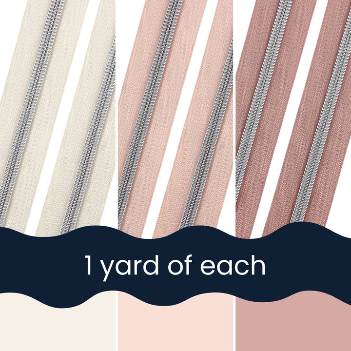 Petal & Pearl - Silver Zipper Tape Bundle