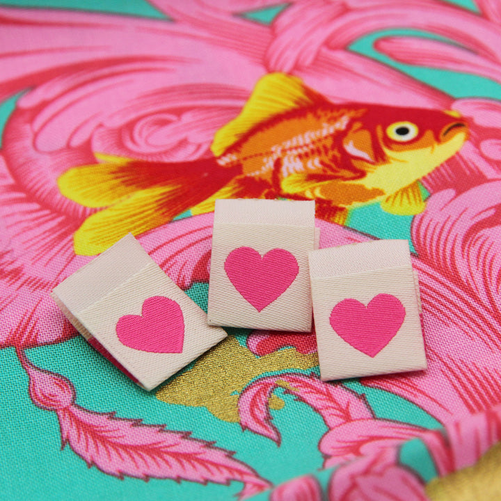 Pink Heart - Woven Labels
