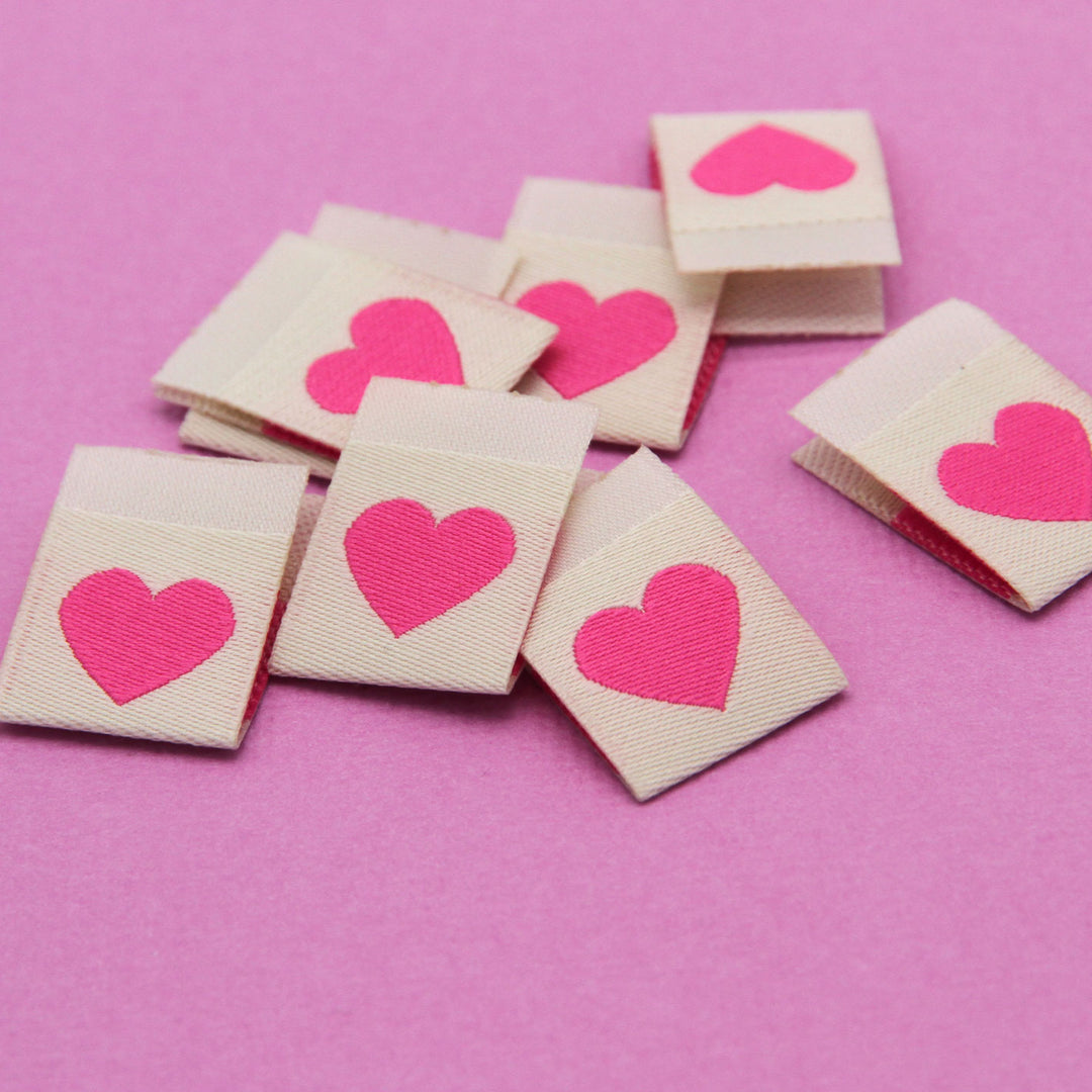 Pink Heart - Woven Labels