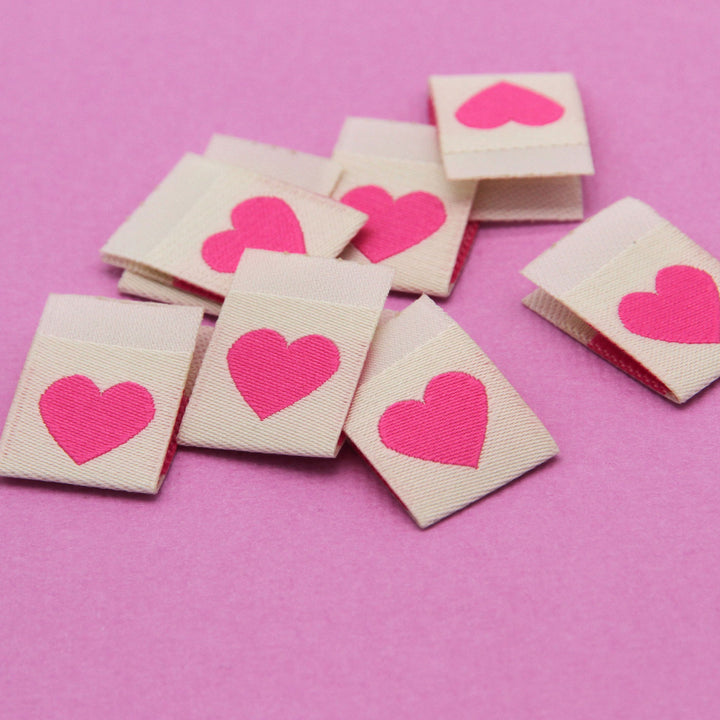 Pink Heart - Woven Labels