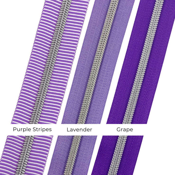Lavender - #5 Silver Nylon Coil Zipper Tape