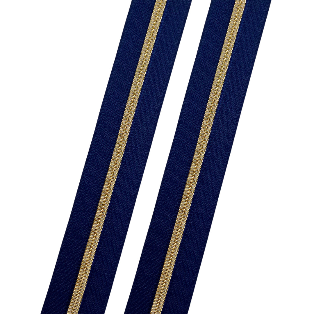 Navy - #3 Gold Nylon Coil Zipper Tape
