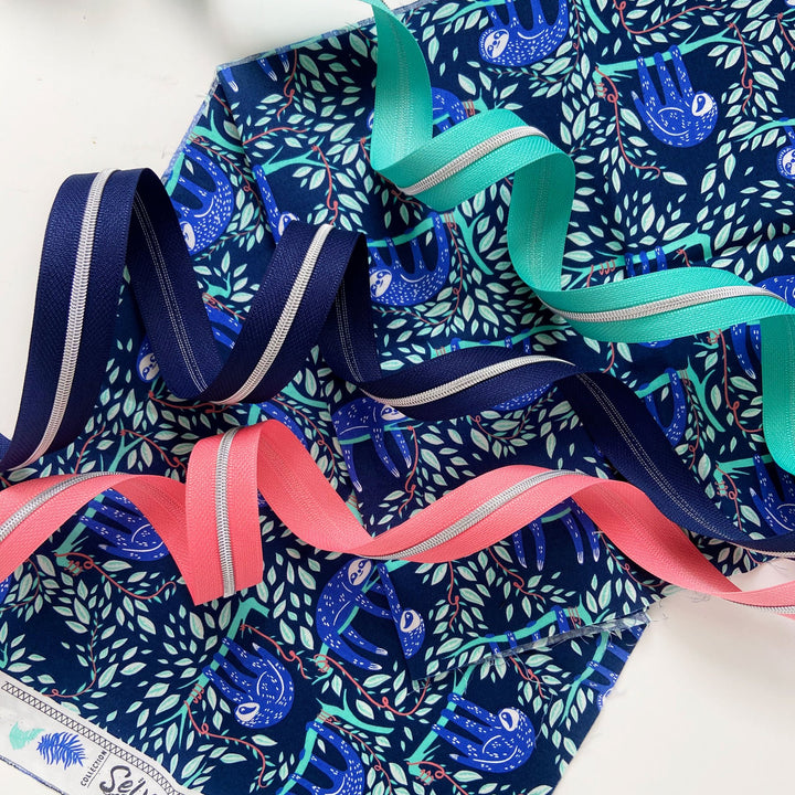 Navy - #3 Silver Nylon Coil Zipper Tape