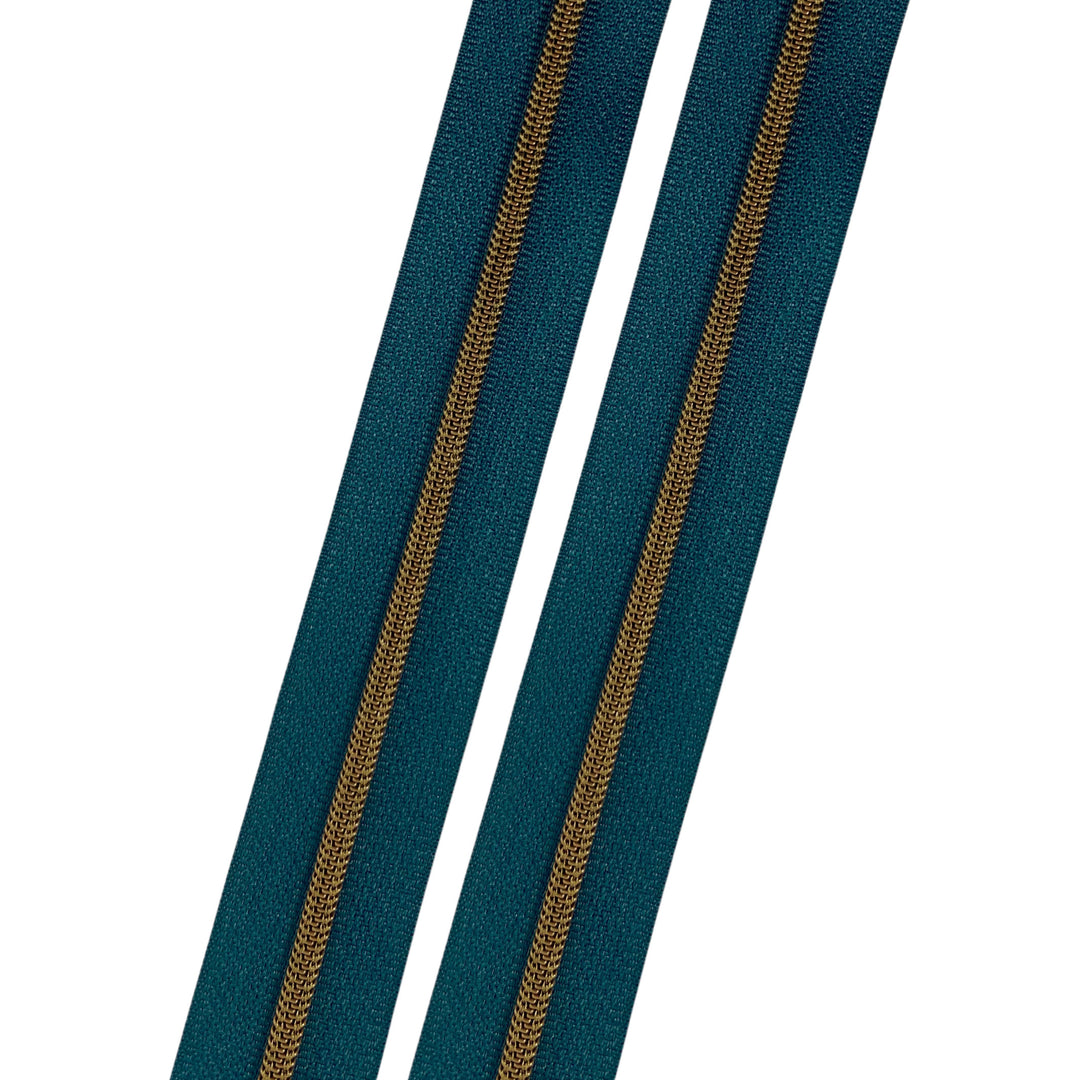 Turquoise - #3 Bronze Nylon Coil Zipper Tape