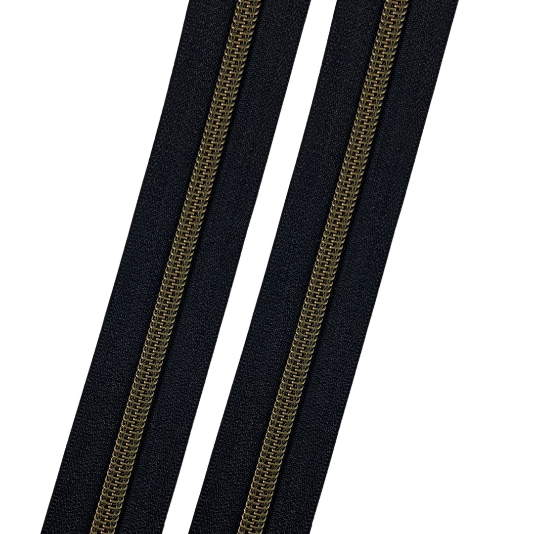 Black - #5 Bronze Nylon Coil Zipper Tape