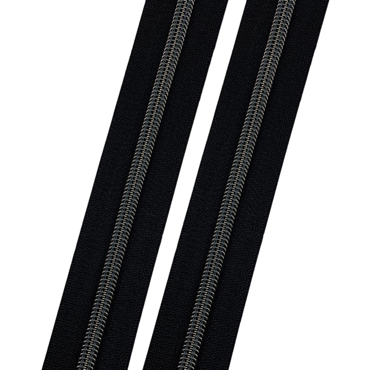 Black - #5 Gunmetal Nylon Coil Zipper Tape