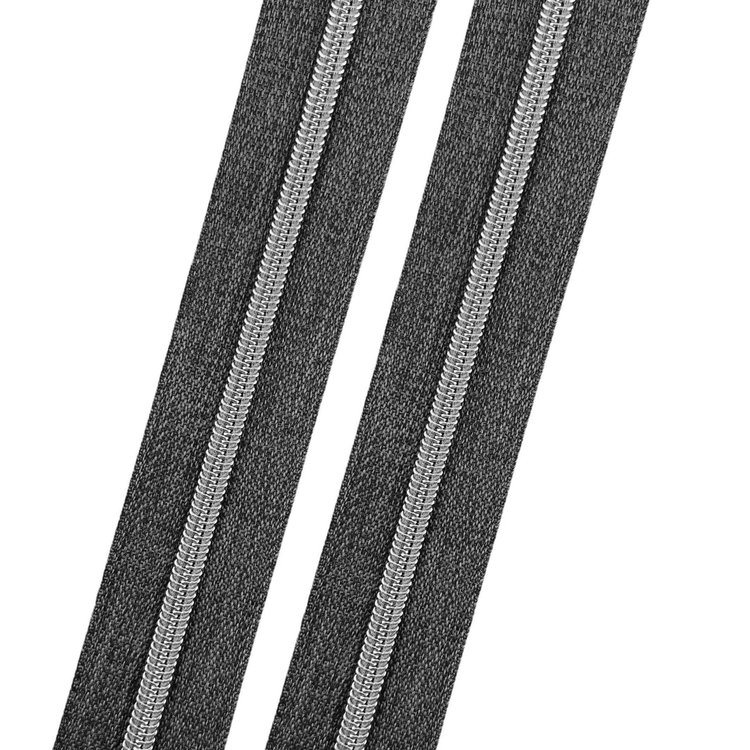Black Jeans - #5 Silver Nylon Coil Zipper Tape