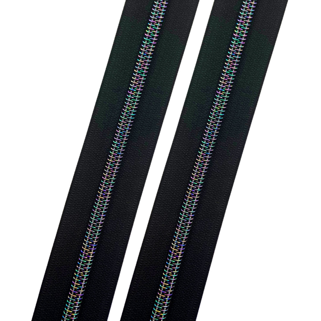 Black - #5 Moonlight Rainbow Nylon Coil Zipper Tape