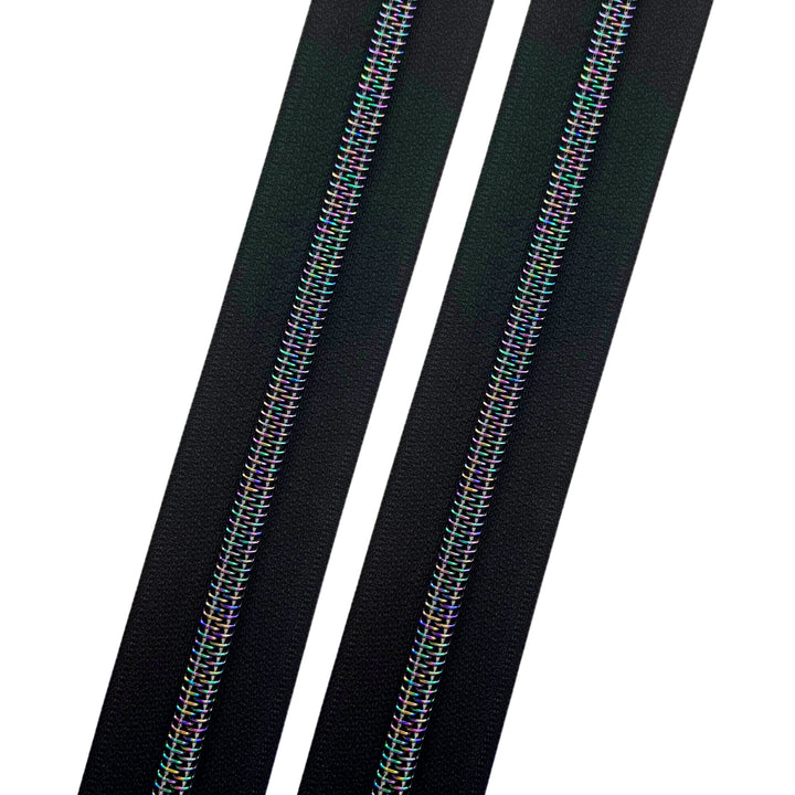 Black - #5 Moonlight Rainbow Nylon Coil Zipper Tape
