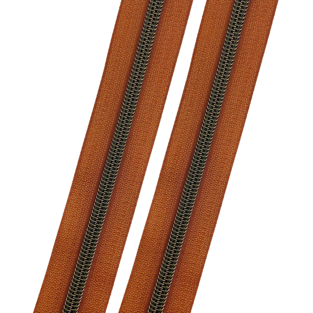 Chocolate – Gunmetal Nylon Coil Zipper Tape - Serial Bagmakers