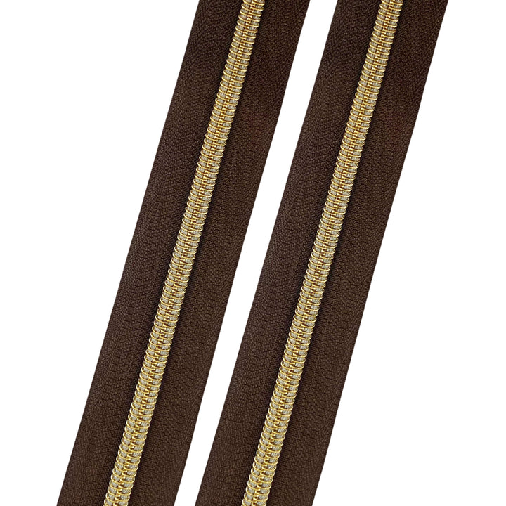 Chocolate - #5 Gold Nylon Coil Zipper Tape