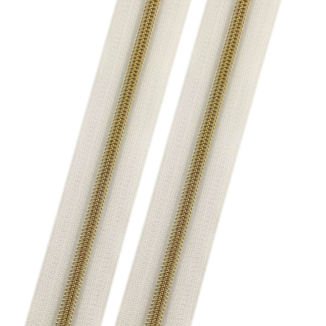 Ivory - #5 Gold Nylon Coil Zipper Tape