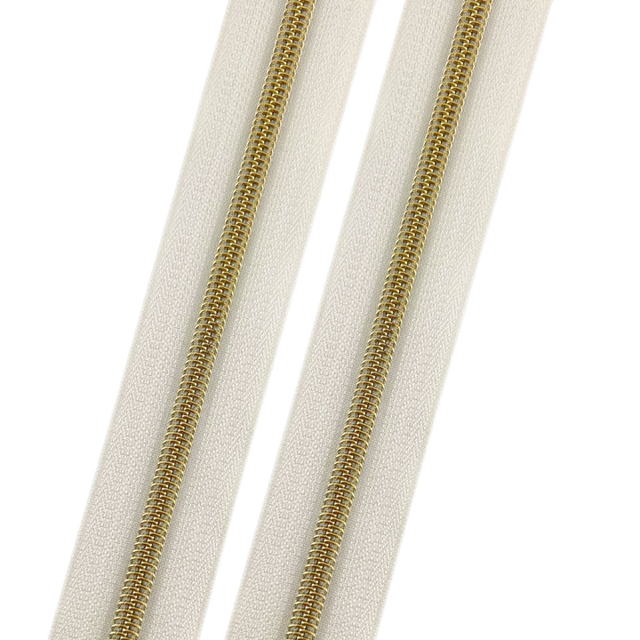 Ivory - #5 Gold Nylon Coil Zipper Tape